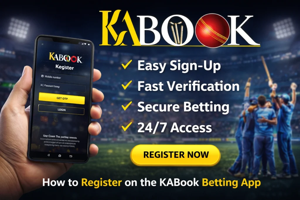 How to register on KABook online betting app showing mobile sign up screen and sports betting platform