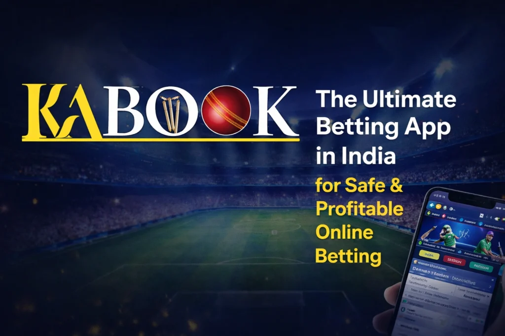 KABook betting app in India banner showing cricket betting interface and logo